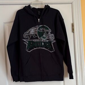 Gildan Black Zip-Up Hoodie with Green Accents Philadelphia Eagles